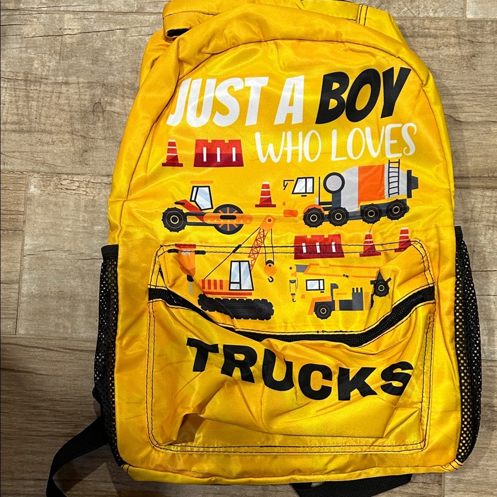 Yellow Backpack with Truck Design